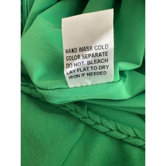 Gilli Green Vneck Braided Trim Waist Tie Mini Dress Womens Size M - Picture 7 of 7